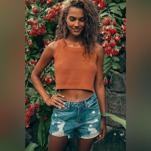 Lulus Rust Orange Loose Knit Sweater Crop Tank Top